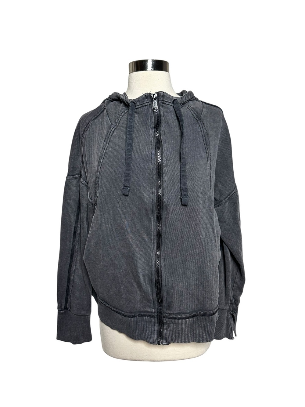 FP Movement Only One Zip-Up Hoodie Washed Black Charcoal Small OB1403456
